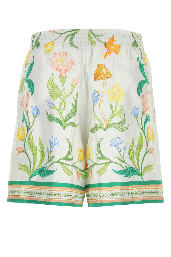 Printed silk bermuda shorts