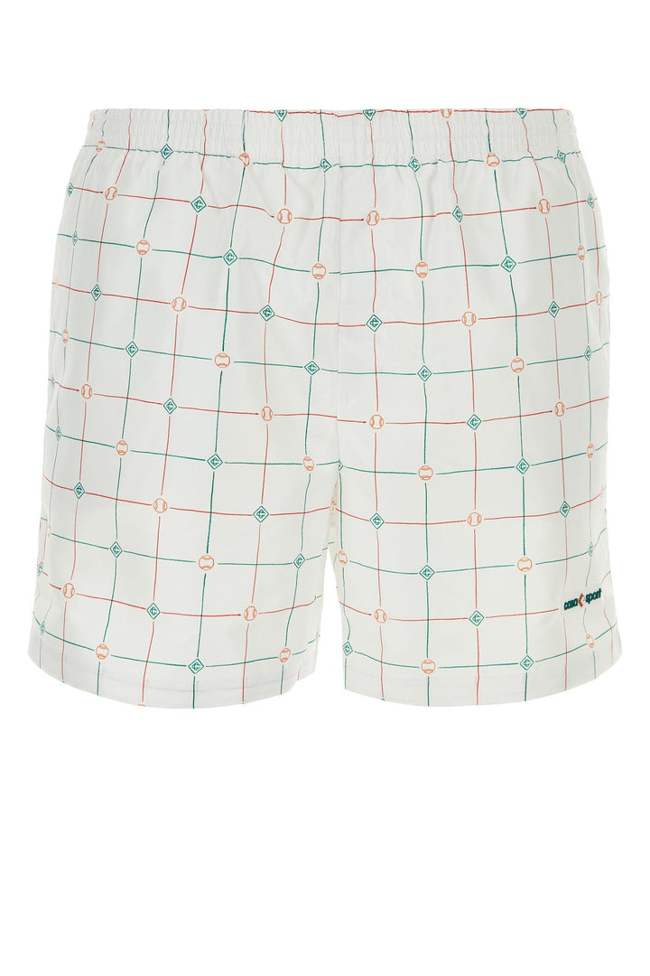 Printed polyester bermuda shorts