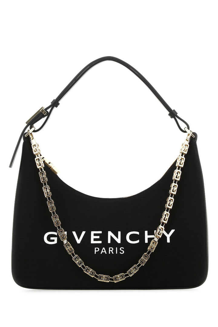 Black canvas and leather small Moon Cut shoulder bag