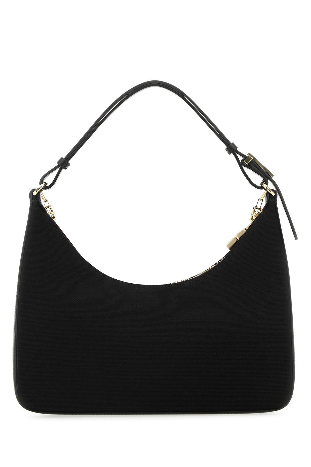 Black canvas and leather small Moon Cut shoulder bag