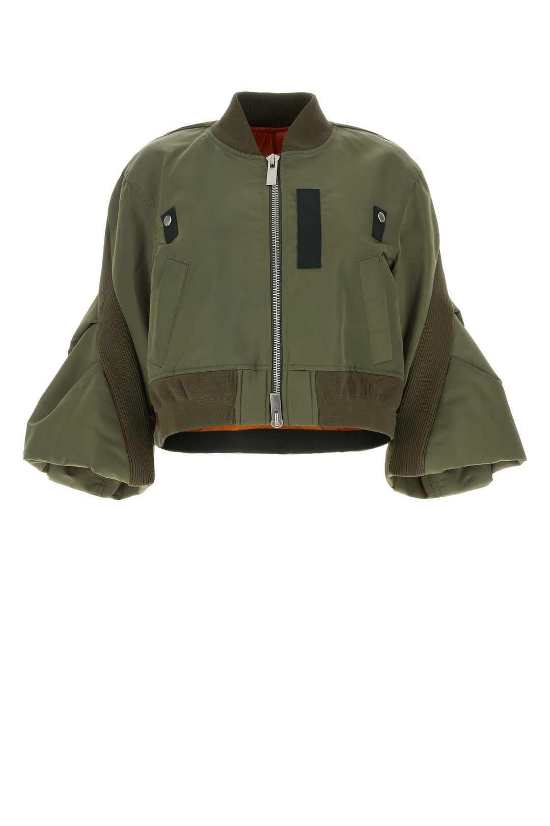 Army green nylon oversize bomber jacket