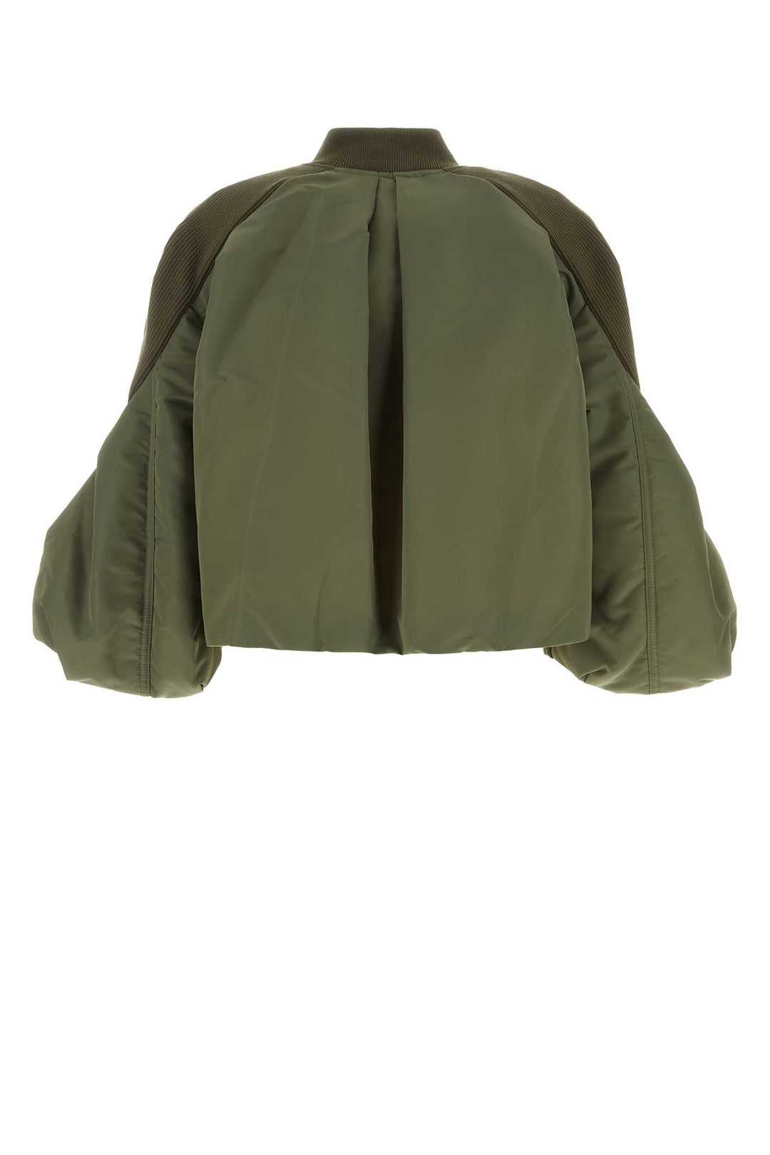 Army green nylon oversize bomber jacket
