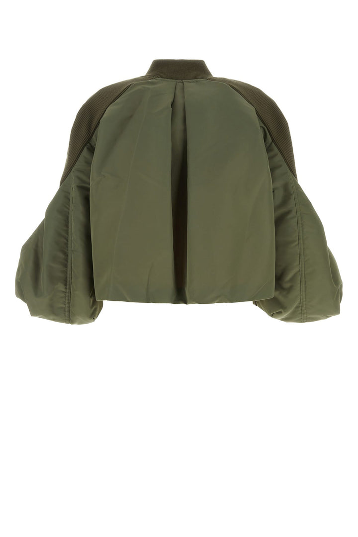 Army green nylon oversize bomber jacket