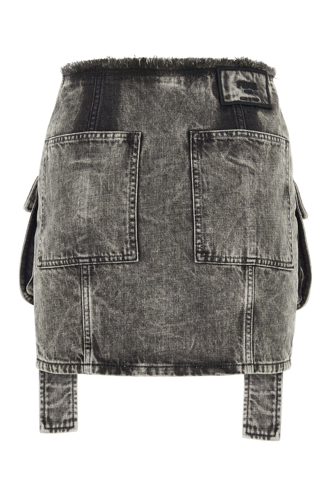 Black denim mini skirt