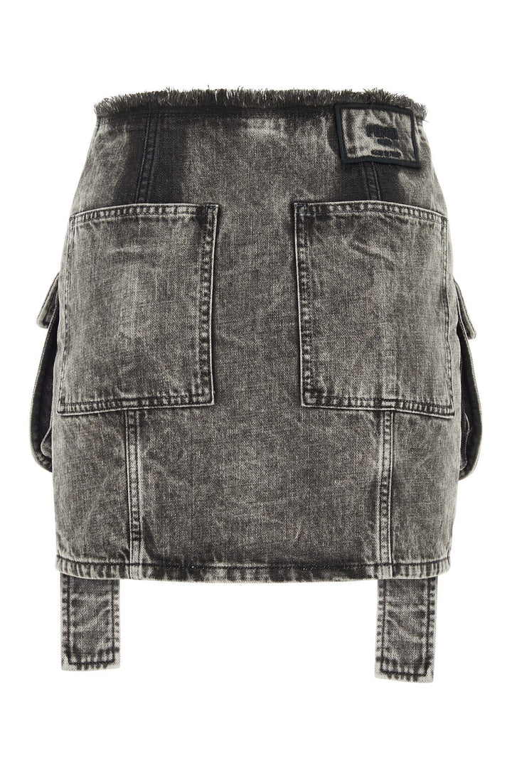 Black denim mini skirt