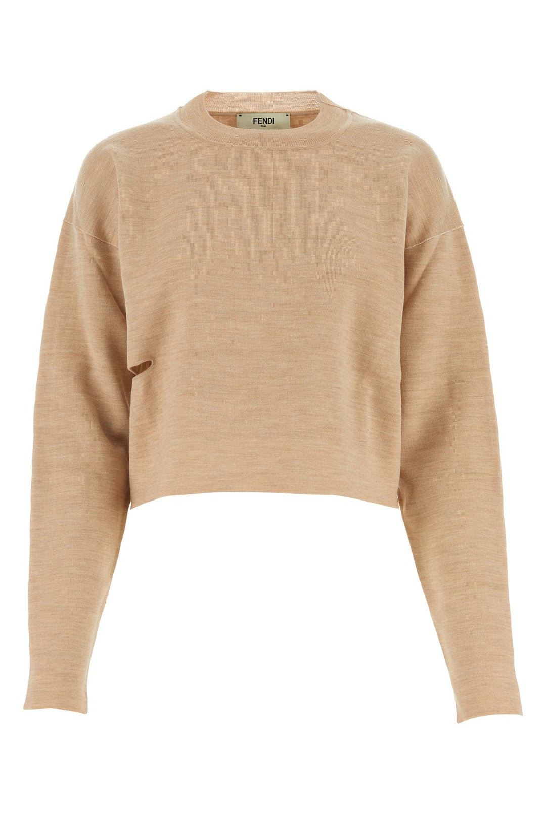 Beige wool blend reversible sweater