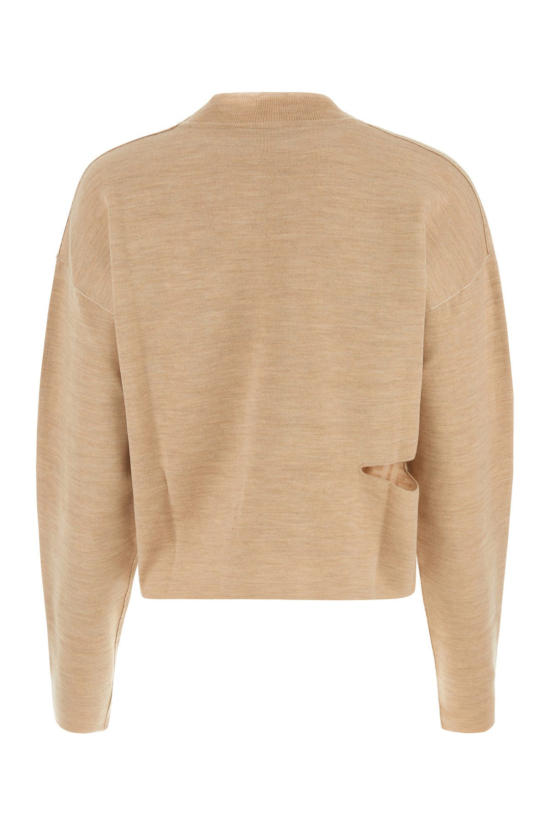Beige wool blend reversible sweater