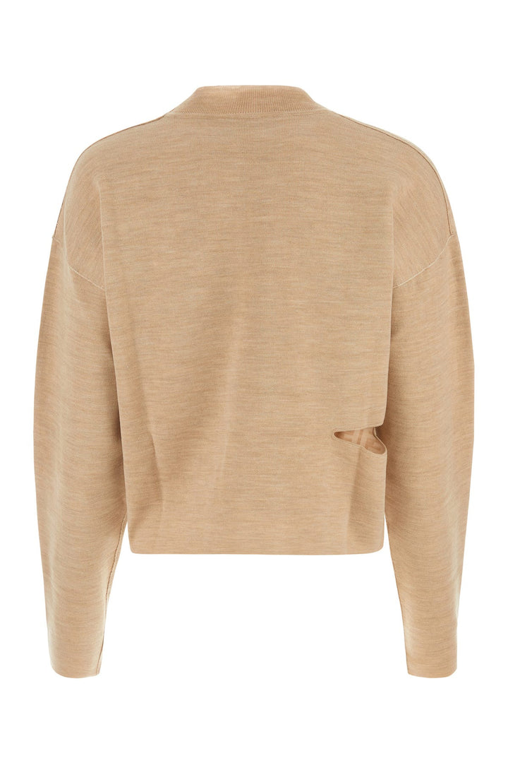 Beige wool blend reversible sweater
