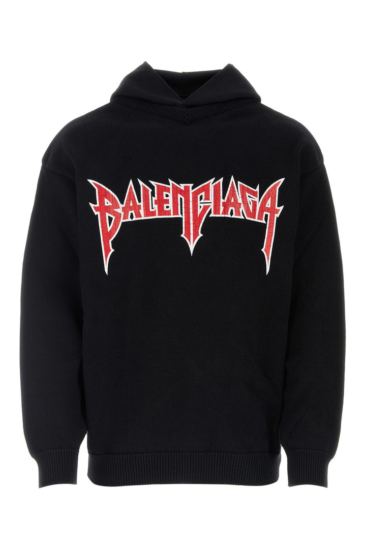 Black cotton blend sweatshirt