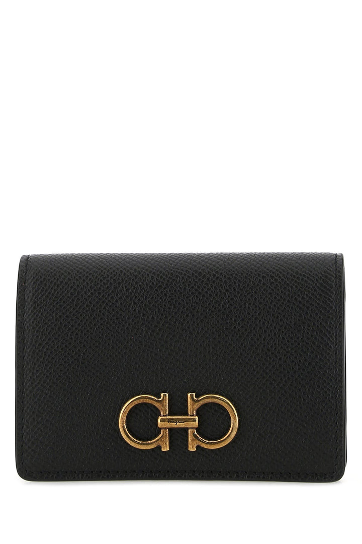 Black leather business card holder