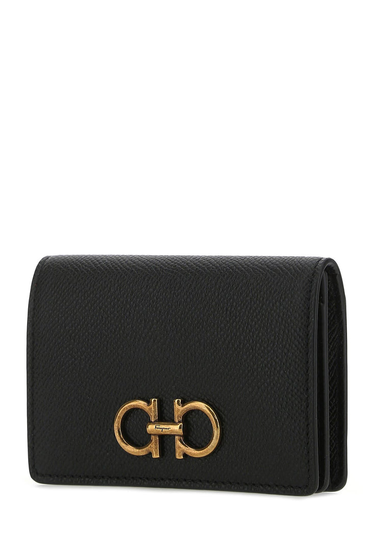 Black leather business card holder