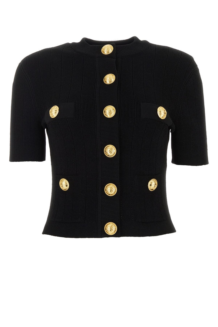 Black viscose blend cardigan