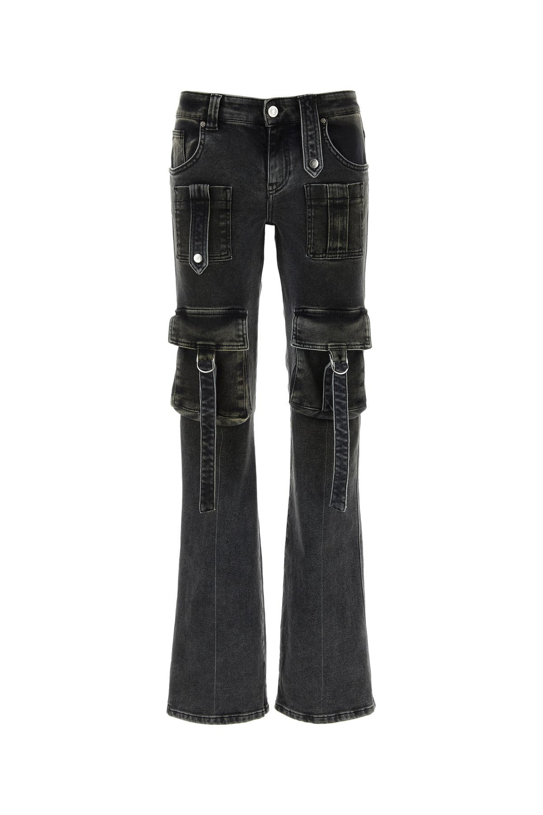 Charcoal stretch denim cargo jeans