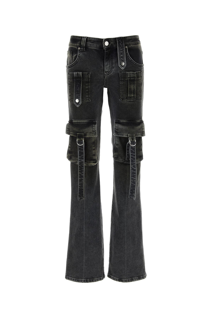 Charcoal stretch denim cargo jeans