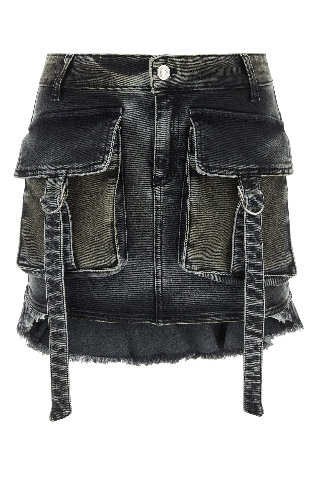 Dark grey stretch denim mini skirtÂ 
