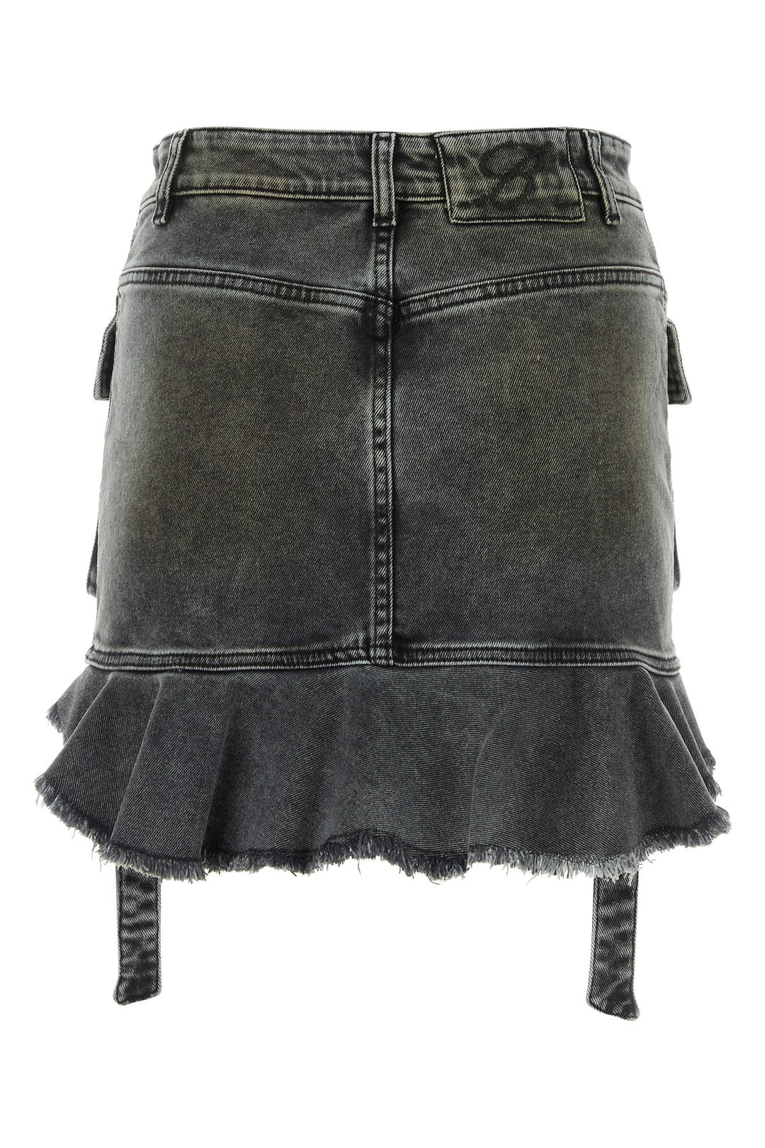 Dark grey stretch denim mini skirtÂ 