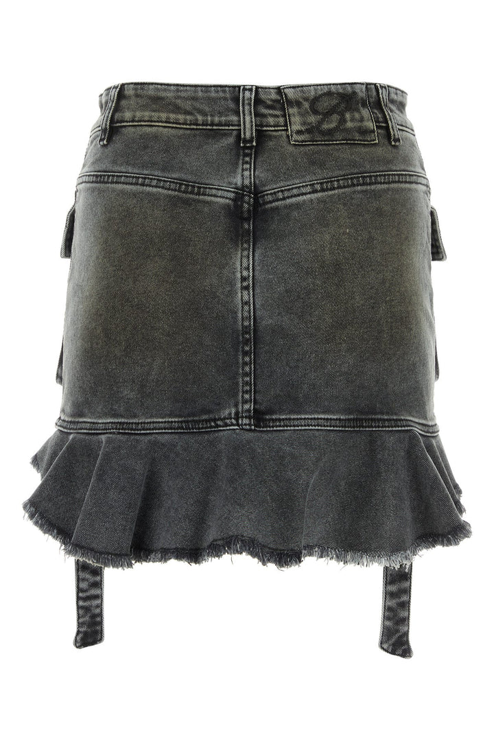 Dark grey stretch denim mini skirtÂ 