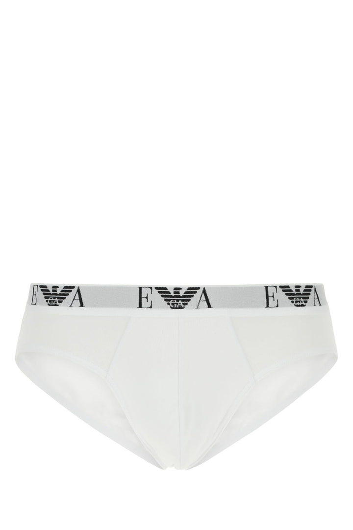 White stretch cotton brief set