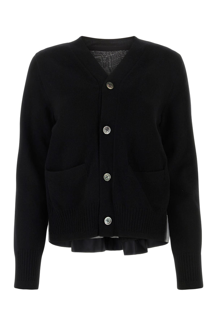 Black Wool Knit Cardigan