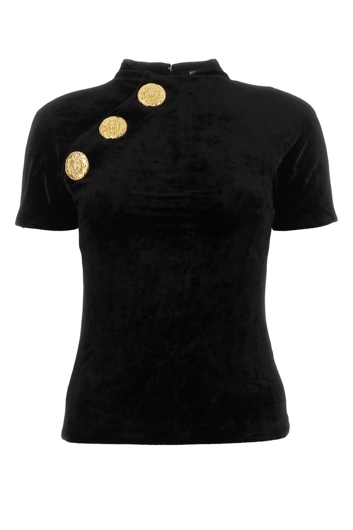 Black stretch velvet t-shirt