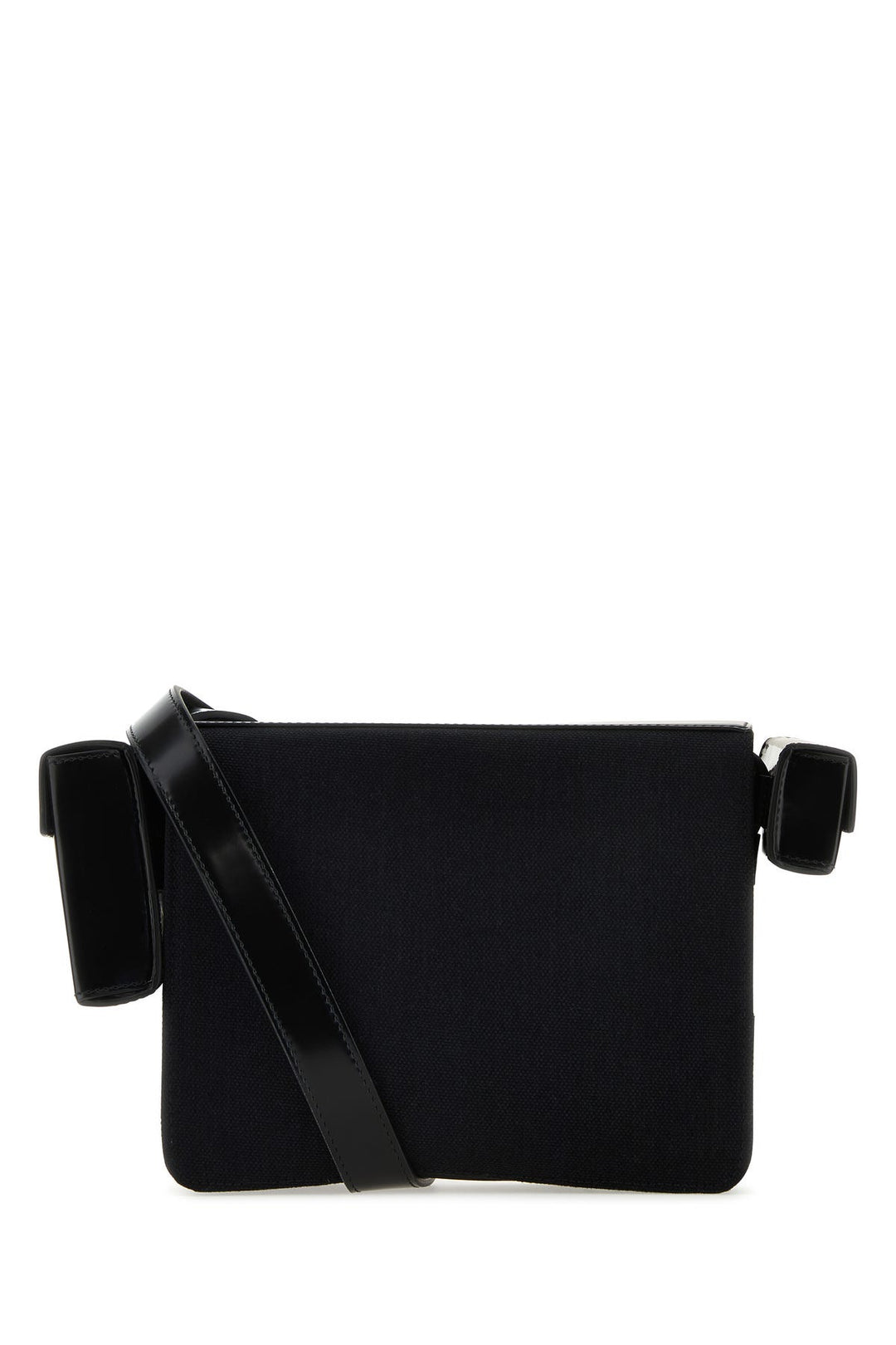 Black canvas and leather crossbody bag
