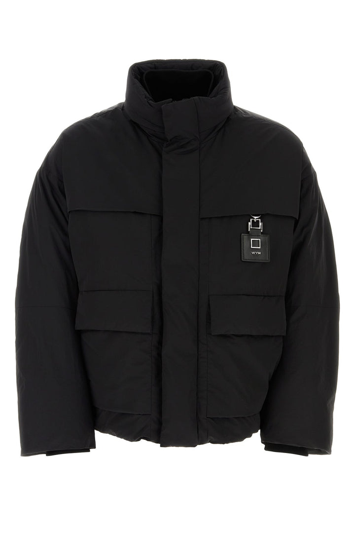 Black nylon down jacket