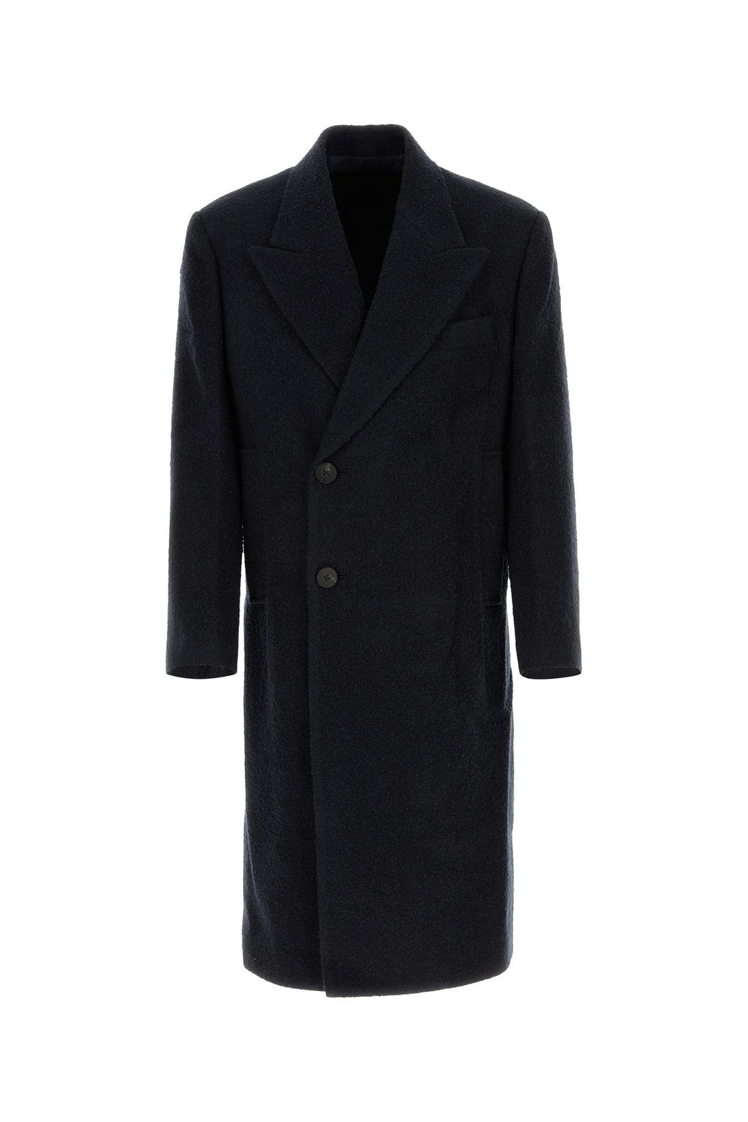 Melange blue acrylic blend coat
