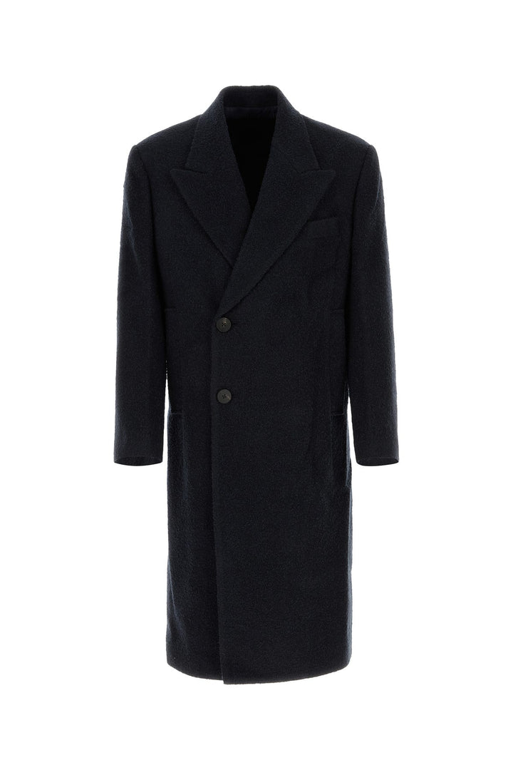 Melange blue acrylic blend coat
