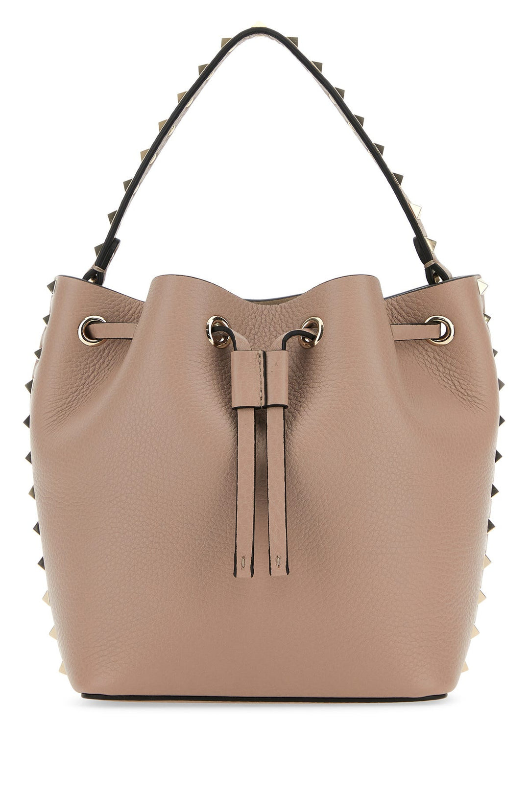 Antiqued pink leather Rockstud bucket bag