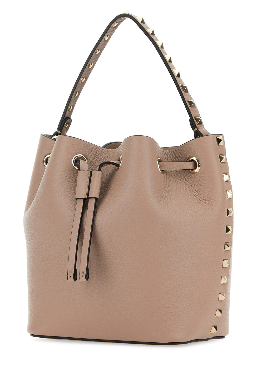 Antiqued pink leather Rockstud bucket bag