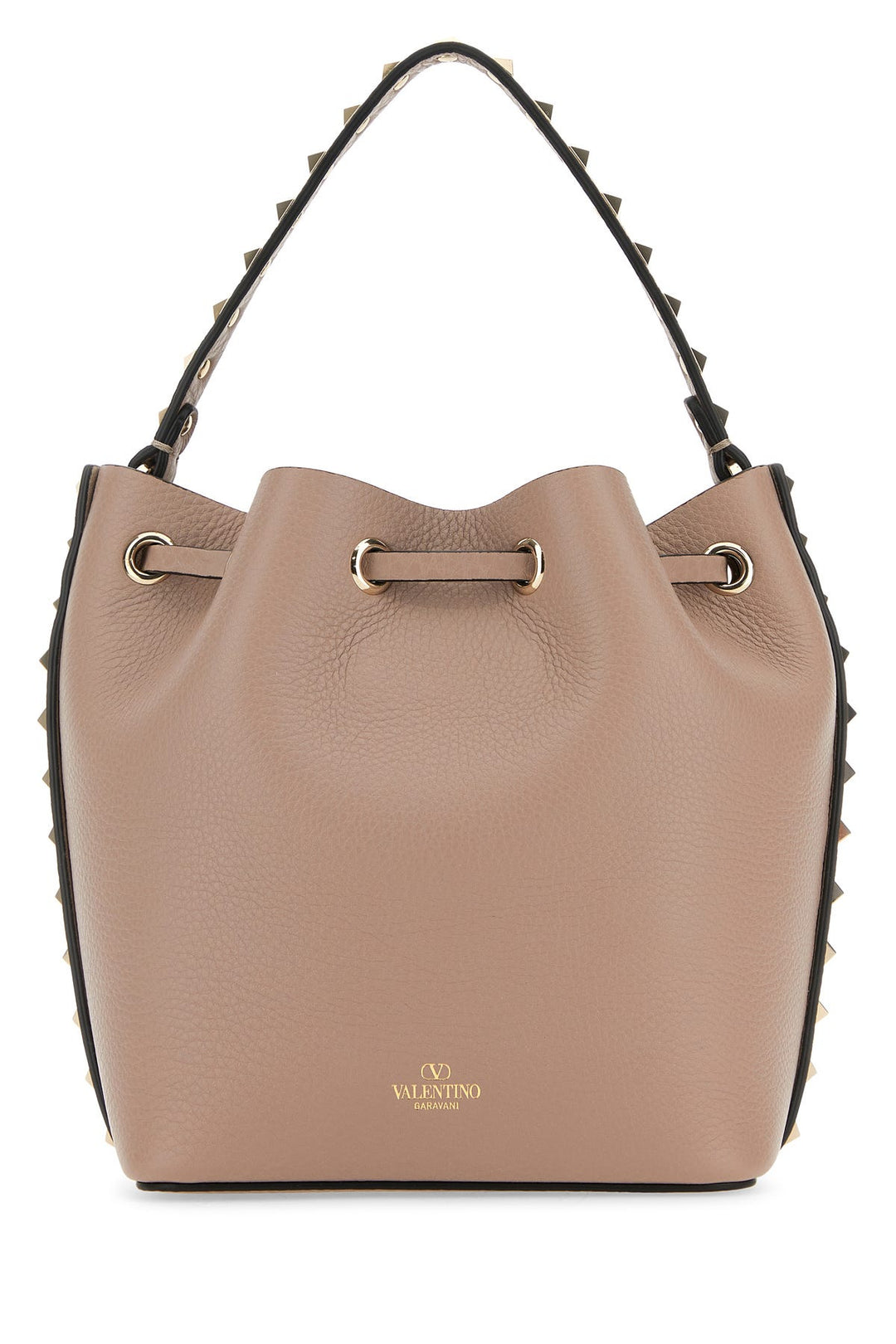 Antiqued pink leather Rockstud bucket bag