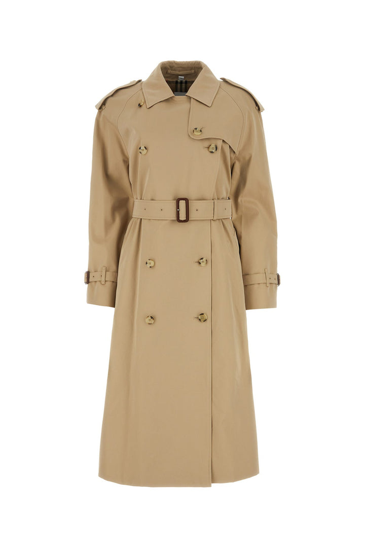 Beige gabardine trench coat