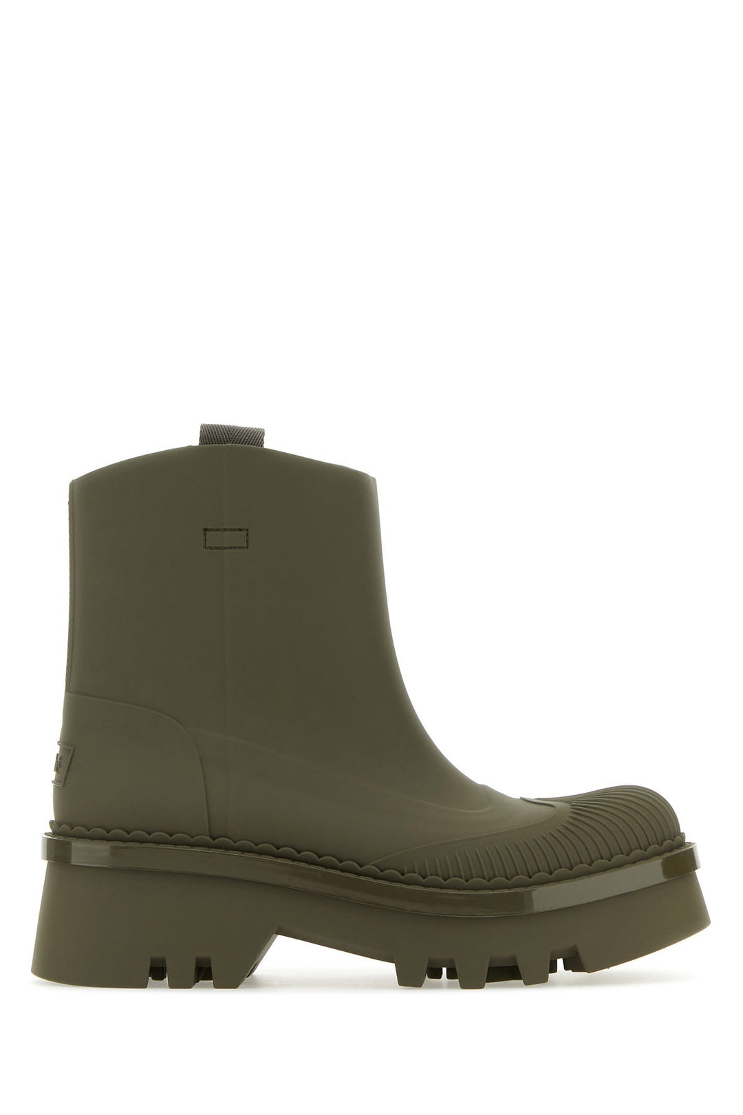 Army green rubber Raina ankle boots
