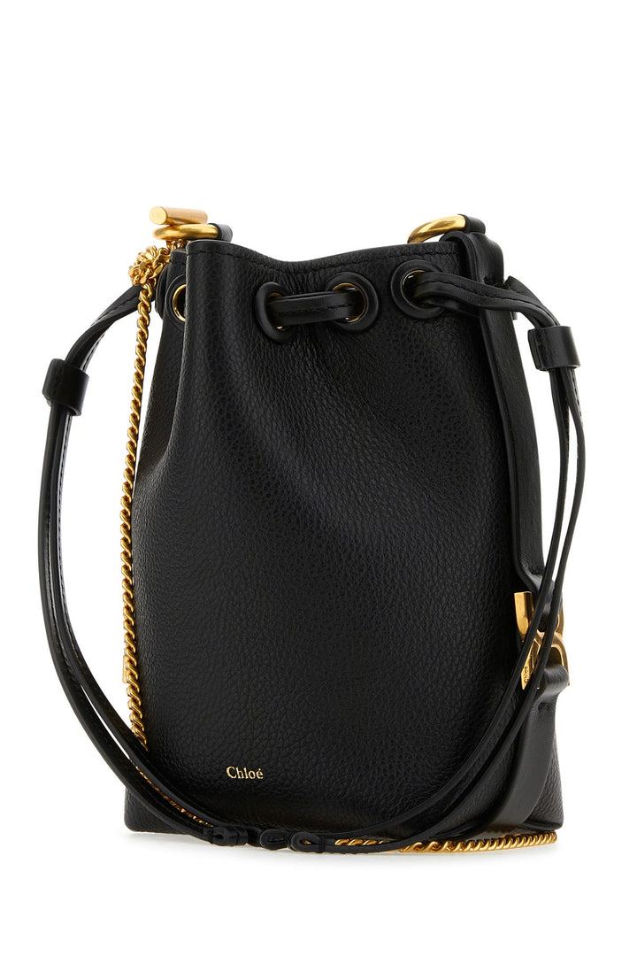 Black leather micro Marcie bucket bag