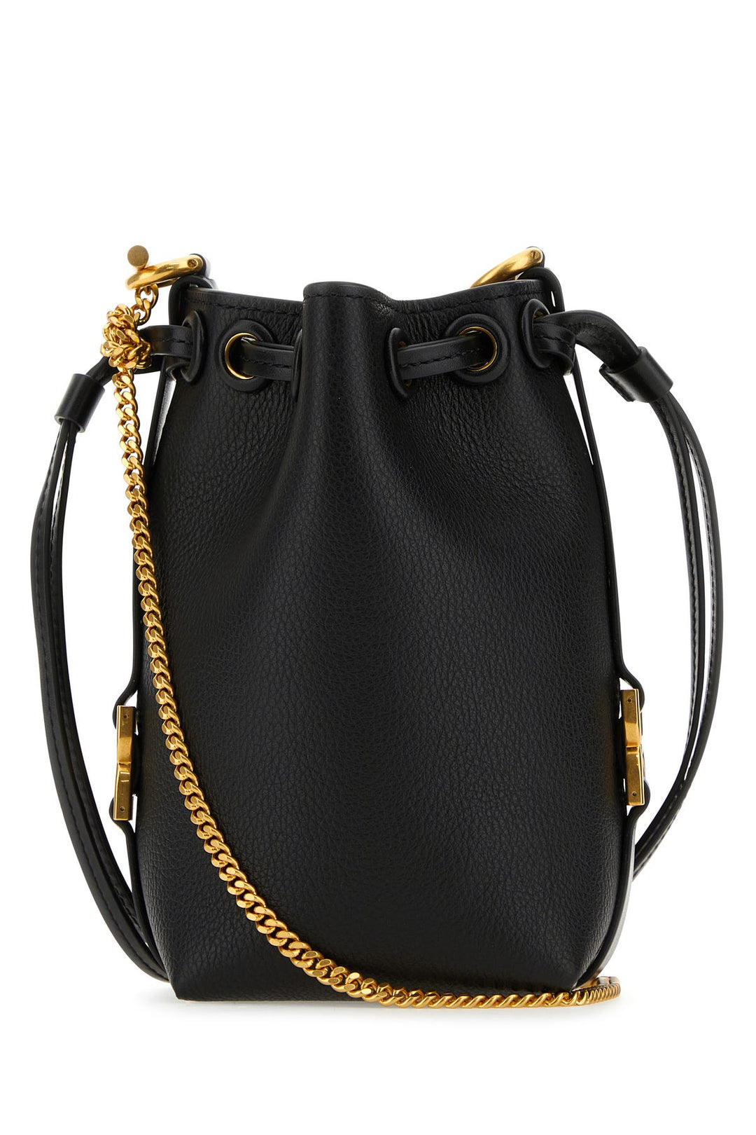 Black leather micro Marcie bucket bag
