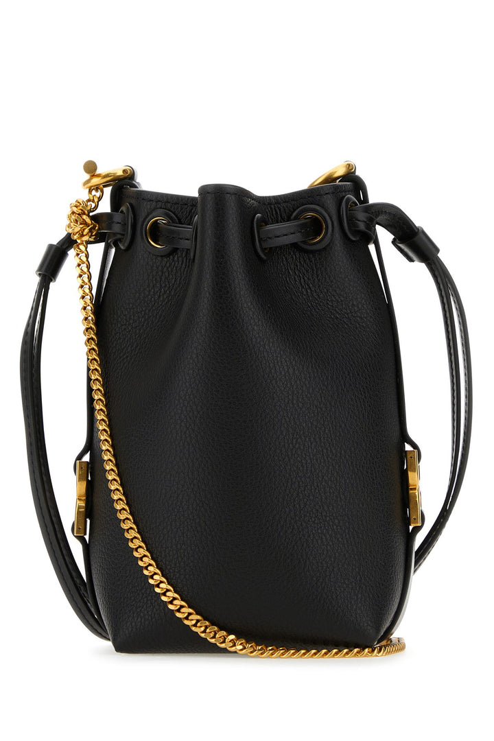 Black leather micro Marcie bucket bag