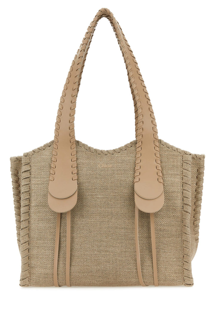 Beige linen medium Mony shopping bag