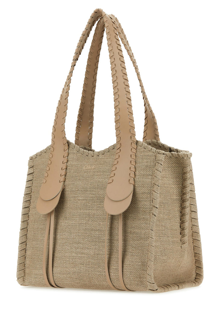 Beige linen medium Mony shopping bag