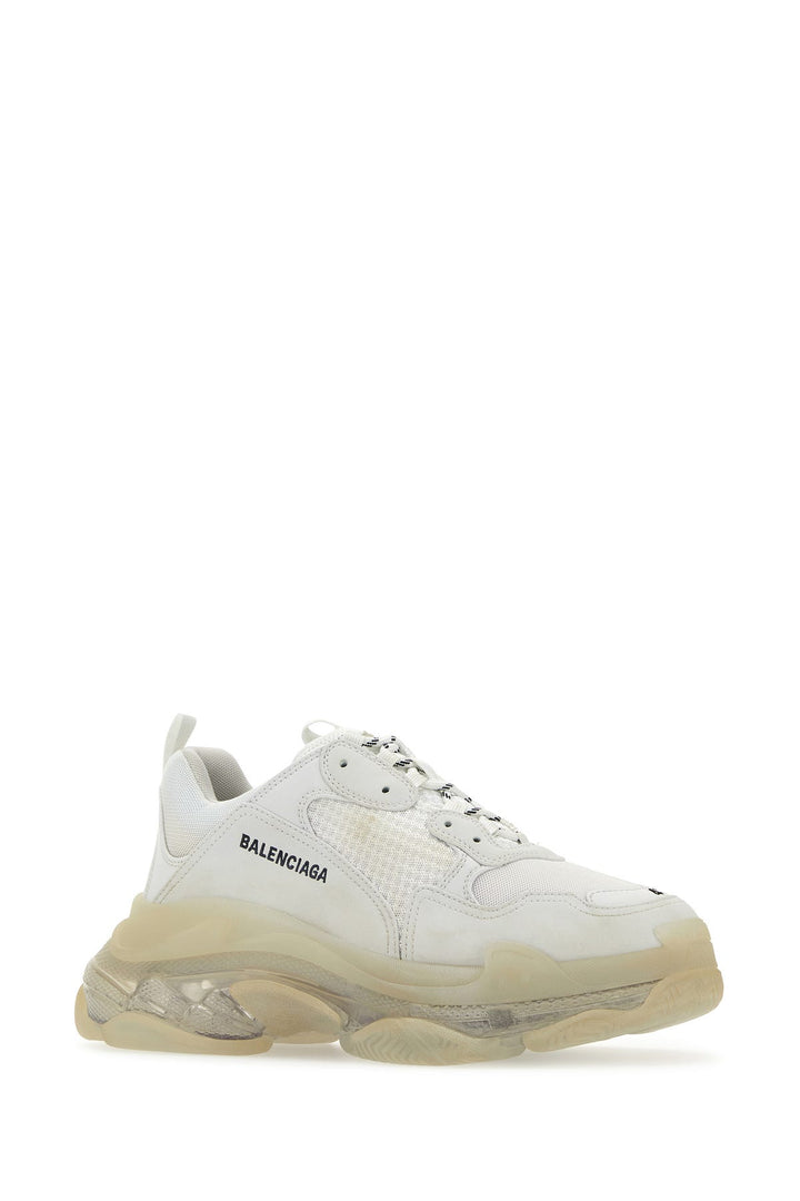 White synthetic leather and fabric Triple S sneakers