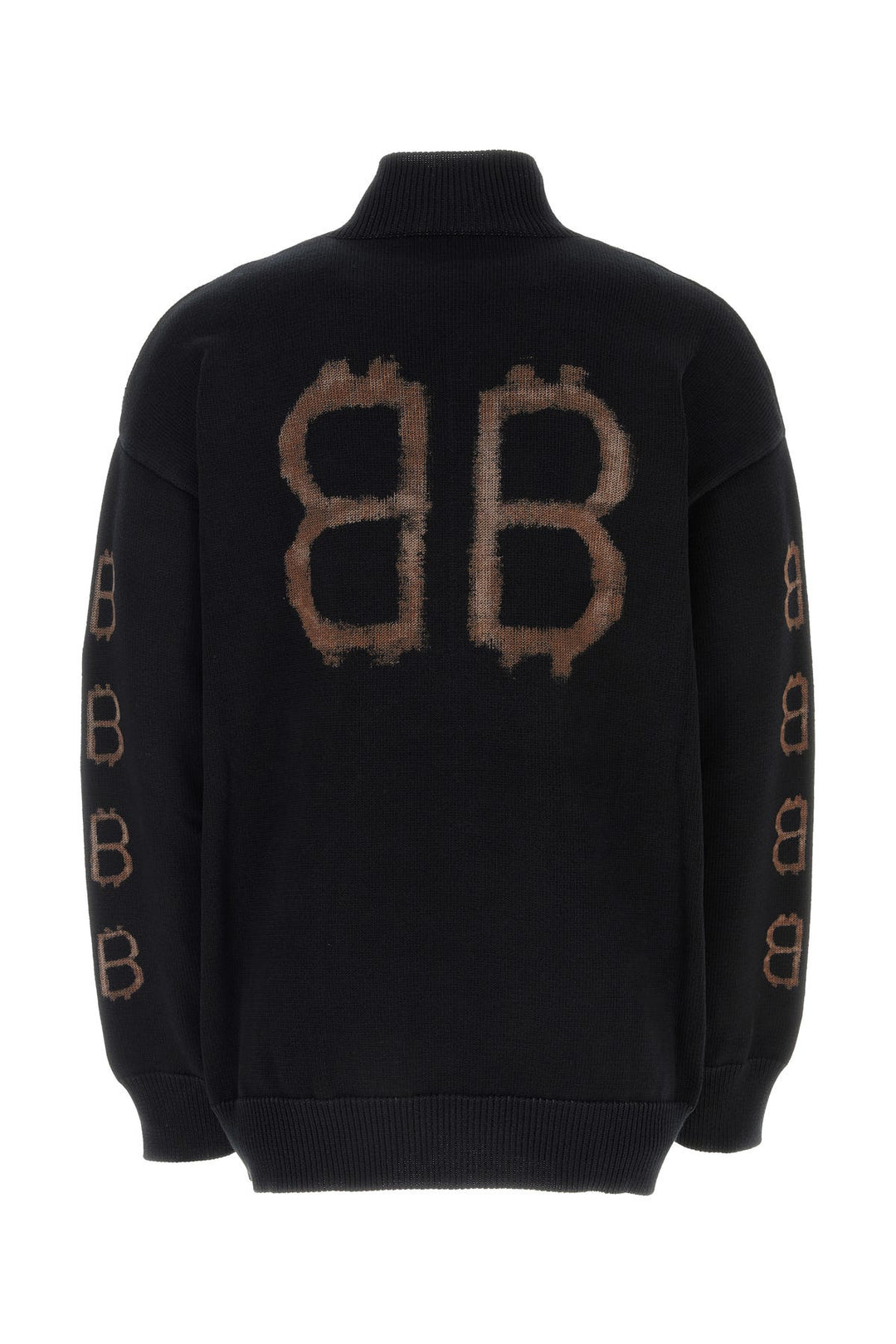 Black cotton blend oversize sweater