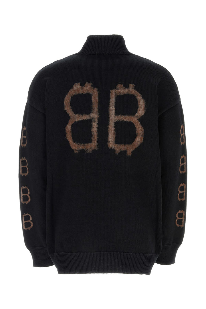 Black cotton blend oversize sweater