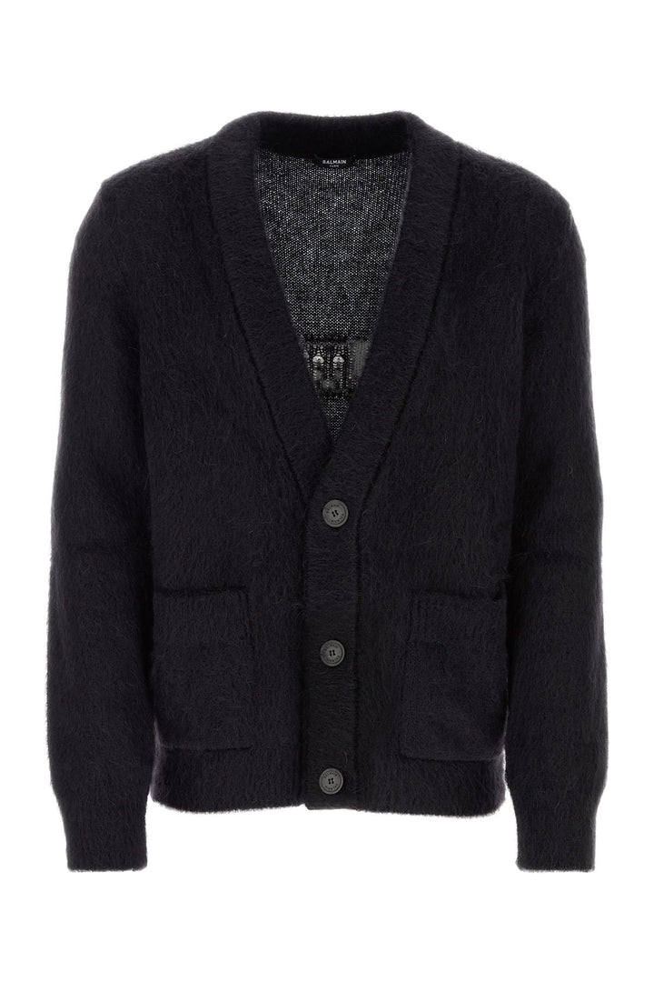 Black mohair blend cardigan