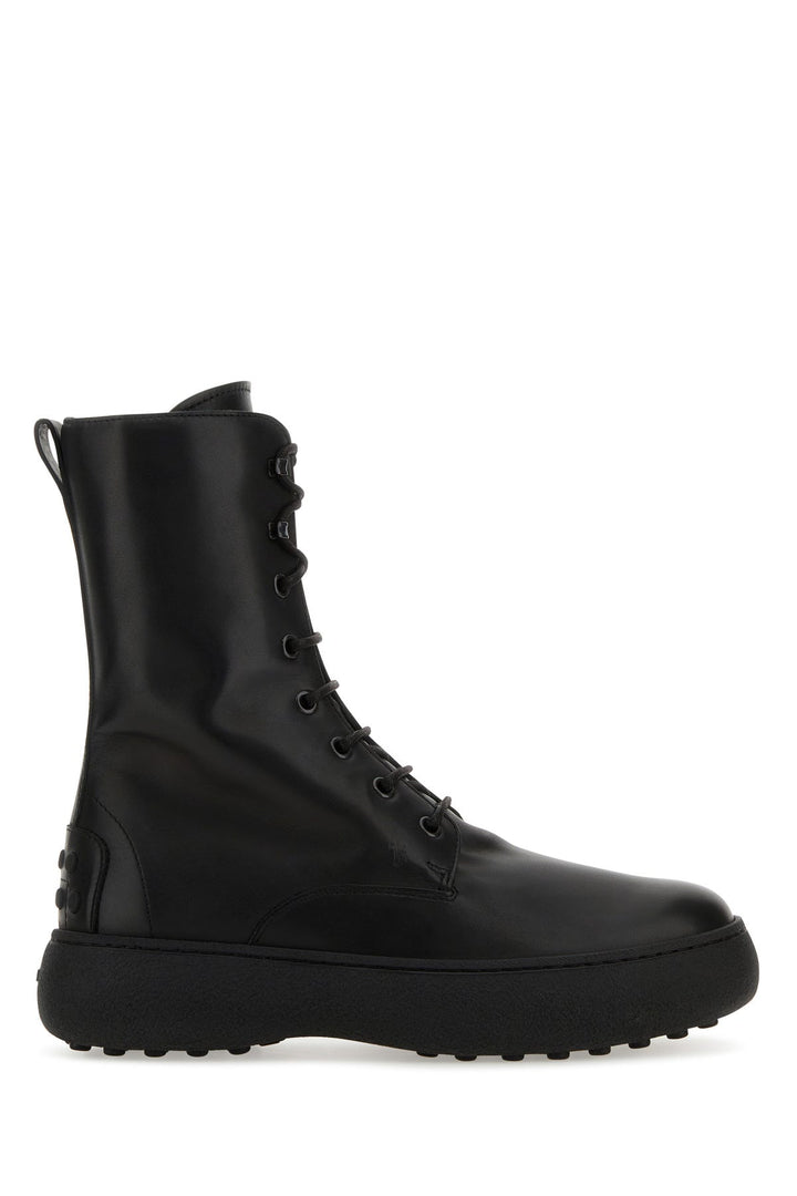 Black leather W. G. ankle boots