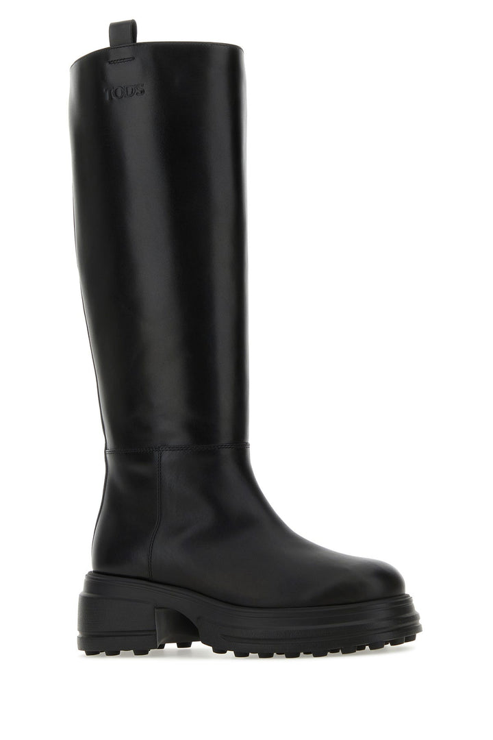 Black leather boots