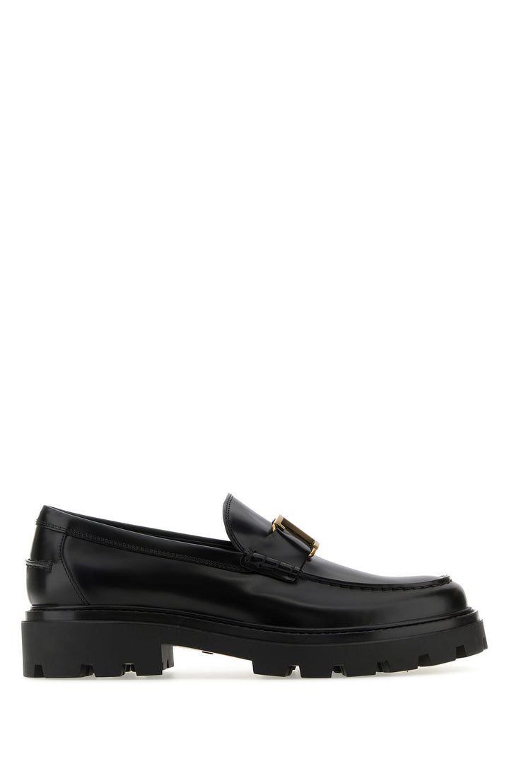 Black leather loafers