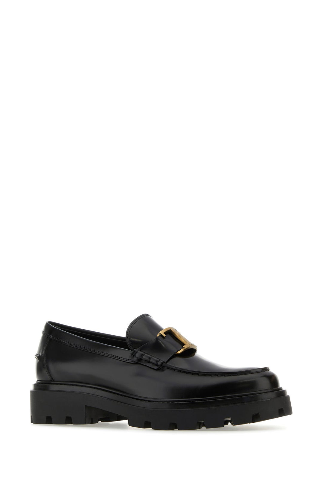 Black leather loafers