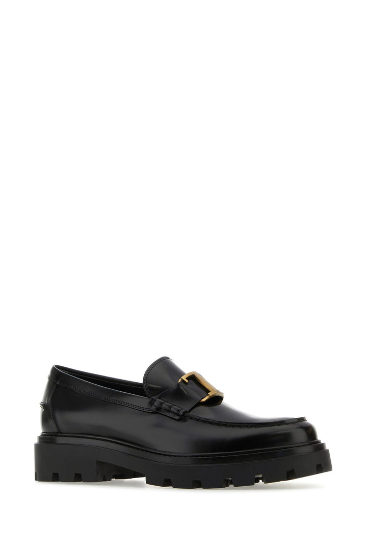 Black leather loafers