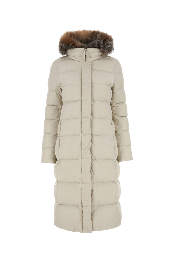 Sand nylon blend down jacket
