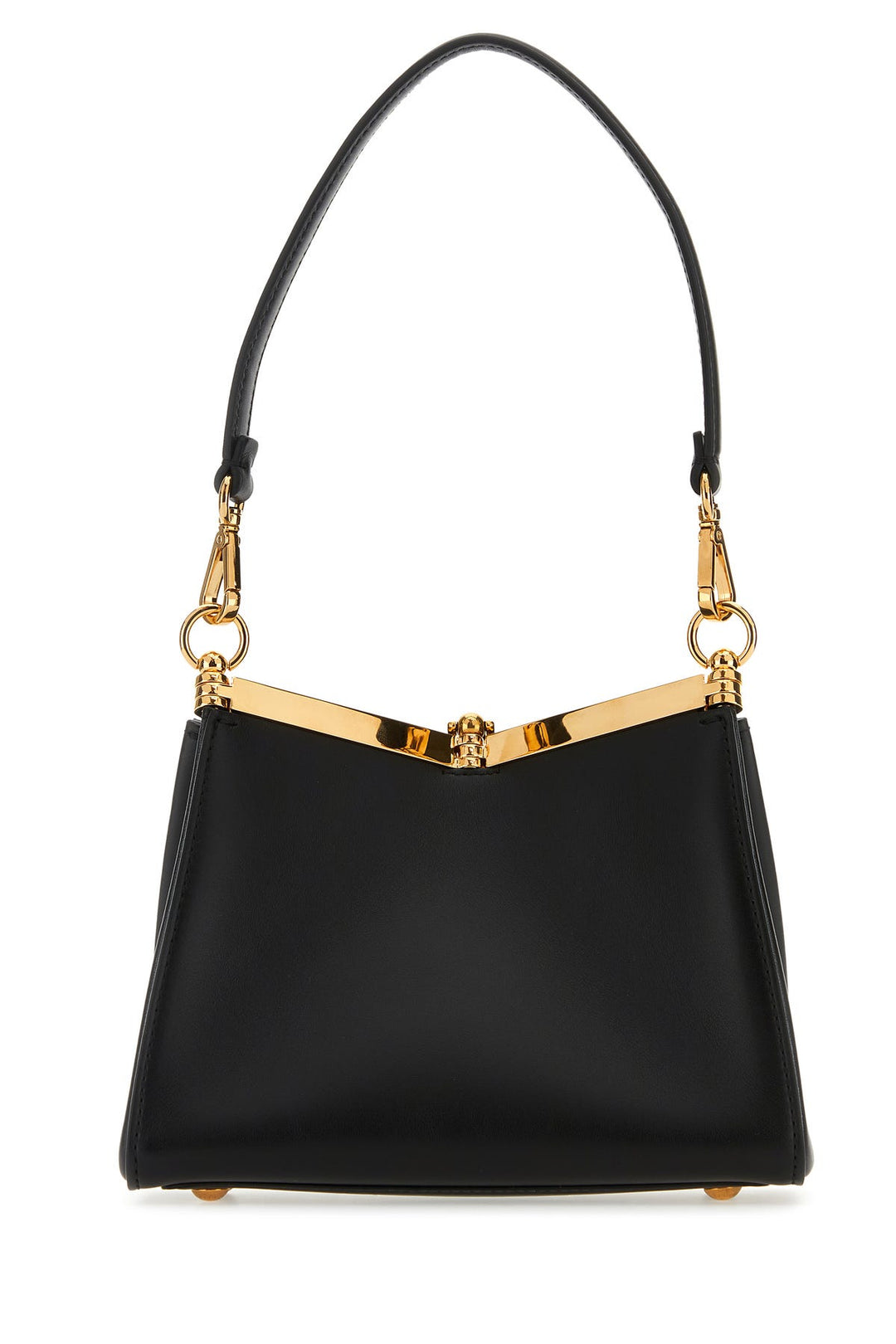 Black leather handbag