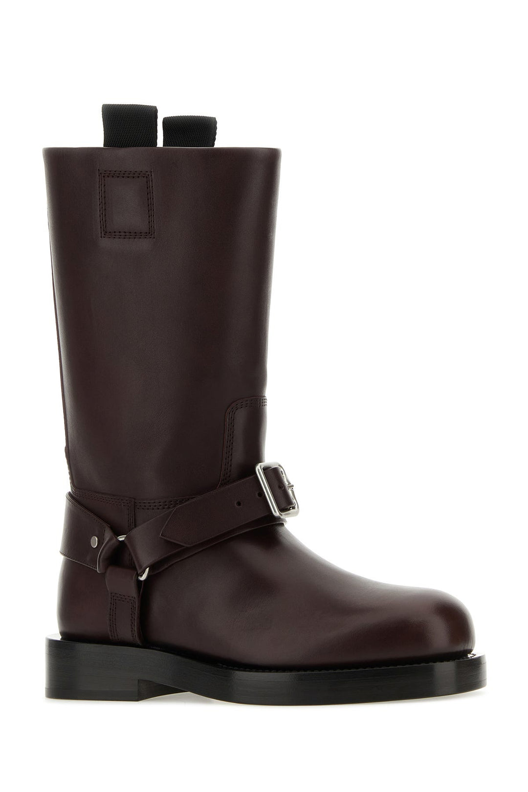 Aubergine leather Saddle ankle boots